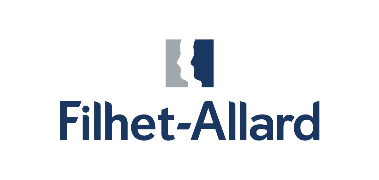 Un logo pour une entreprise appelée Filhet-Allard avec une silhouette de visage d'homme.